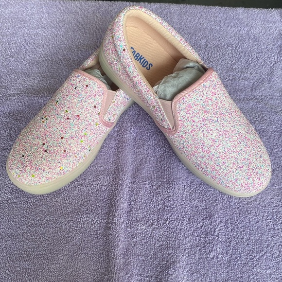 Sparkly Pink Canvas Kids Slip-On Shoes with Light-Up Soles Girls 5 - Picture 8 of 12